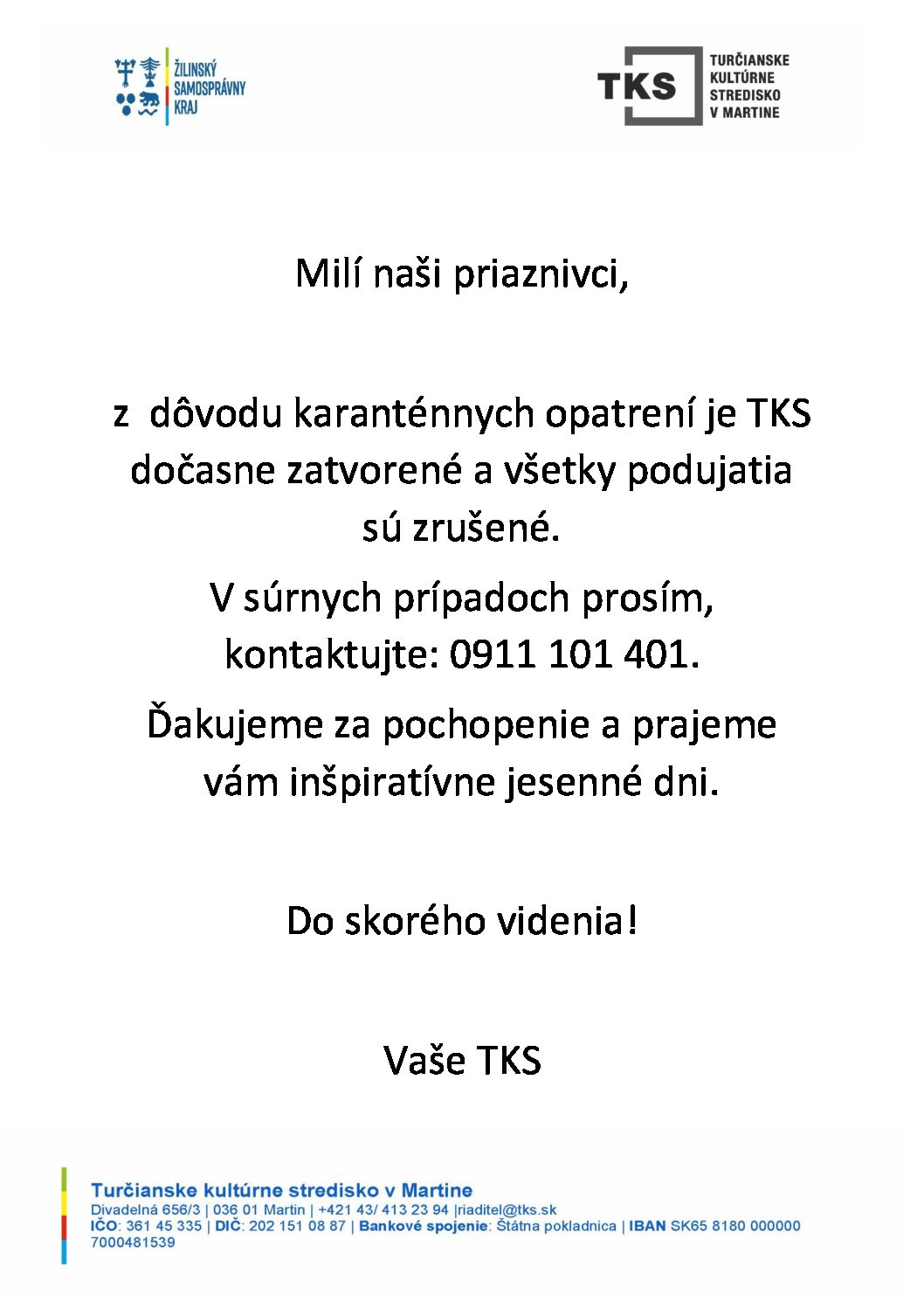 TKS dočasne zatvorené